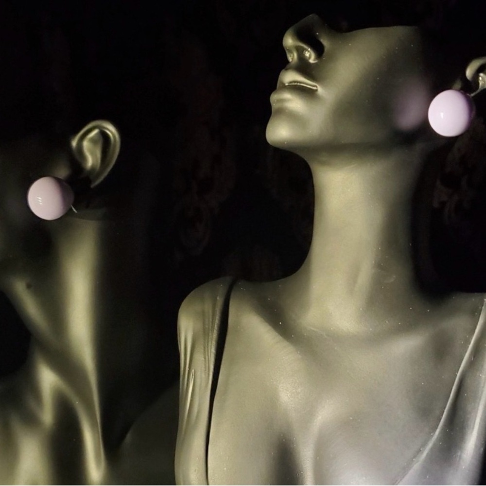 Lavender Round Button Earrings - Women Jewelry